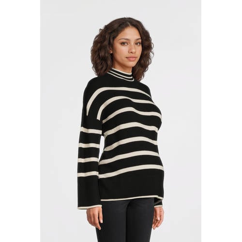 ONLY MATERNITY gebreide zwangerschapstrui zwart Dames Viscose Opstaande kraag