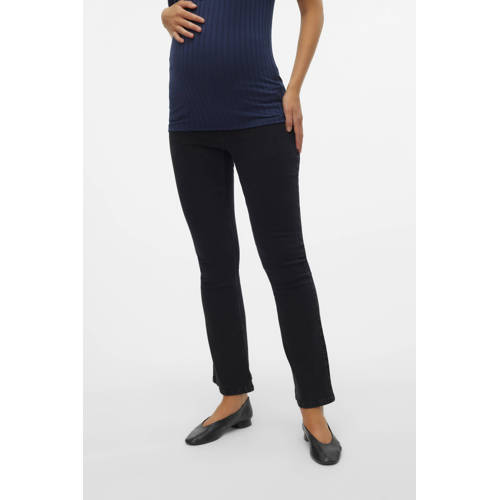 MAMALICIOUS high waist zwangerschaps flared jeans MLCILLE black denim Zwart Dames Katoen - maat 32-32 afbeelding