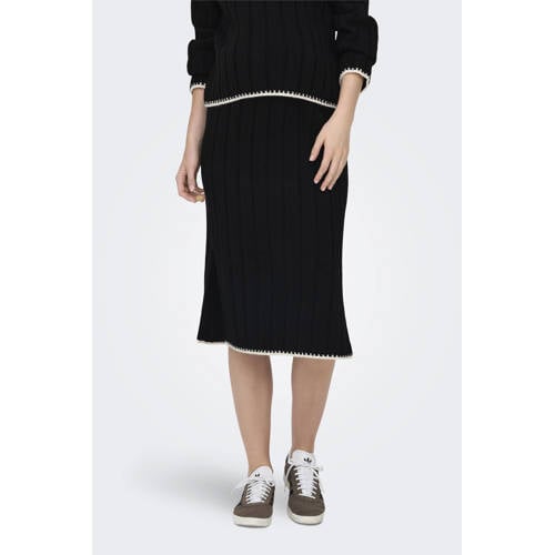 ONLY MATERNITY zwangerschaps midi rok zwart Dames Acryl Effen