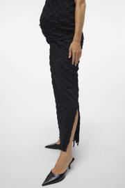 thumbnail: Zwarte dames MAMALICIOUS maxi zwangerschapsrok van polyester met regular waist, elastische tailleband en effen