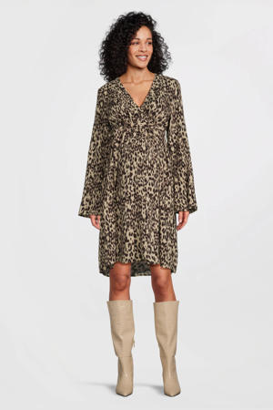 zwangerschaps- en voedingsjurk MLKELSEY met panterprint bruin/zwart