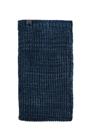 WE Fashion grof gebreide sjaal met fleecevoering donkerblauw/blauw