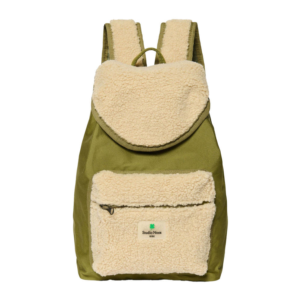 Studio Noos  rugzak met teddy detail groen