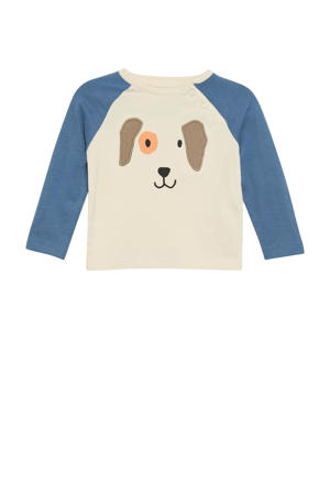 baby longsleeve met printopdruk ecru / blauw