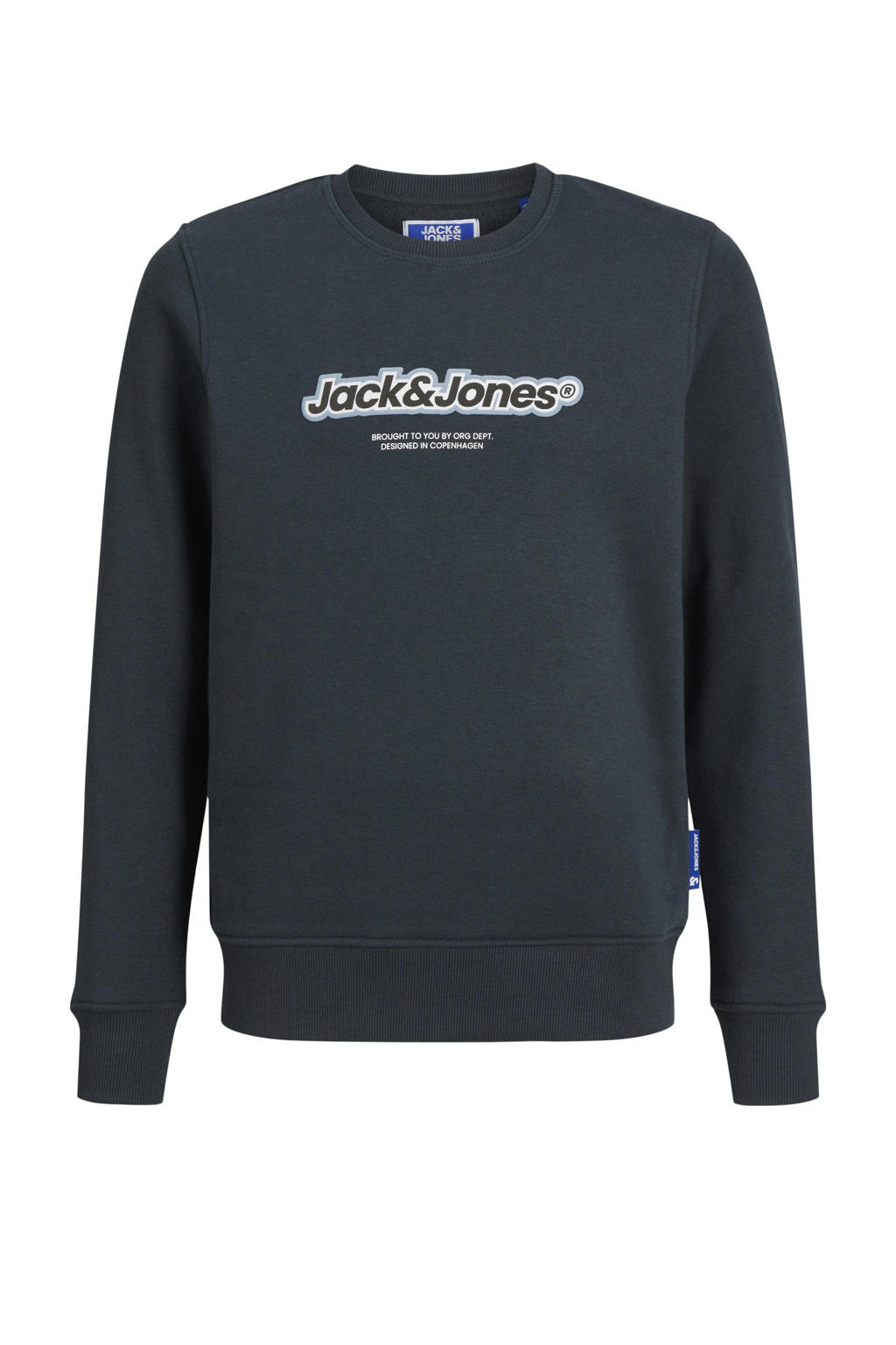 Groene jongens JACK & JONES JUNIOR sweater met logo dessin, lange mouwen en ronde hals