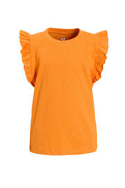 thumbnail: Oranje meisjes anytime T-shirt van katoen met effen, korte mouwen en ronde hals