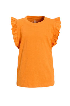 T-shirt met ruffle oranje