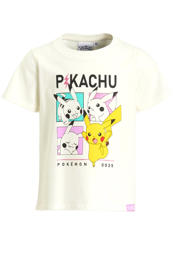 thumbnail: Witte meisjes anytime T-shirt Pokemon van katoen met printopdruk, korte mouwen en ronde hals