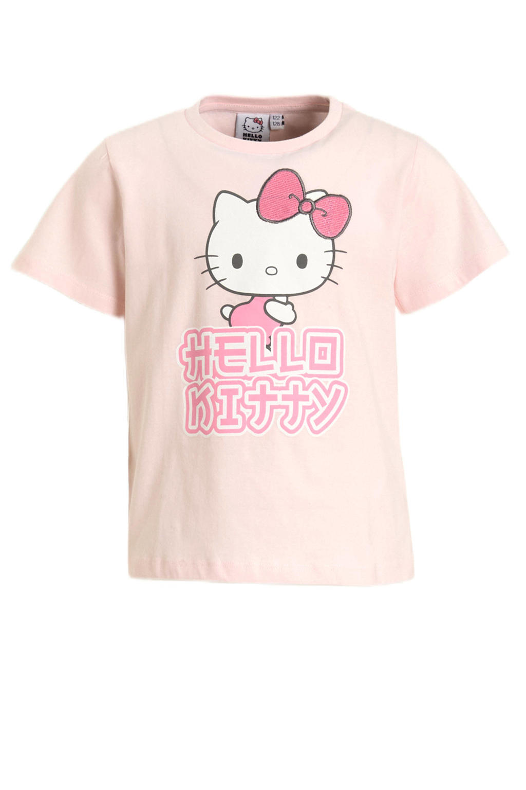 Roze meisjes anytime T-shirt Hello Kitty van katoen met printopdruk, korte mouwen en ronde hals