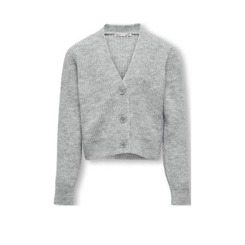 KIDS ONLY GIRL gebreid vest KOGORIANA lichtgrijs melange Meisjes Acryl V-hals - maat 122/128 - glitter afbeelding