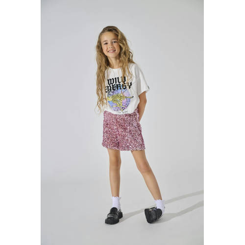 KIDS ONLY GIRL casual short KOGCONFIDENCE mauve Korte broek Roze Meisjes Polyester - maat 152 - pailletten afbeelding