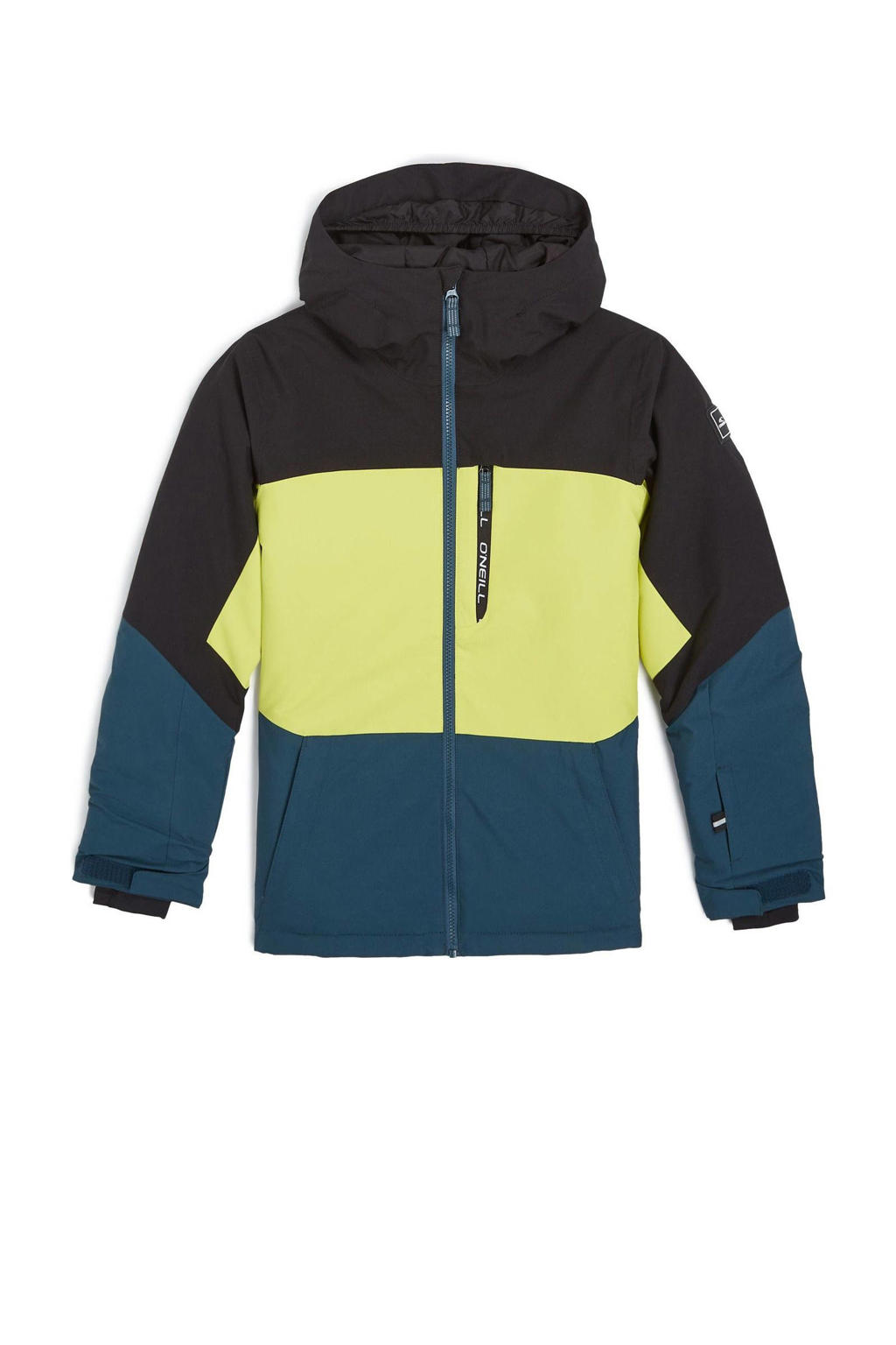 Zwarte jongens O'Neill ski-jack CARBONITE van polyester met effen, capuchon en ritssluiting