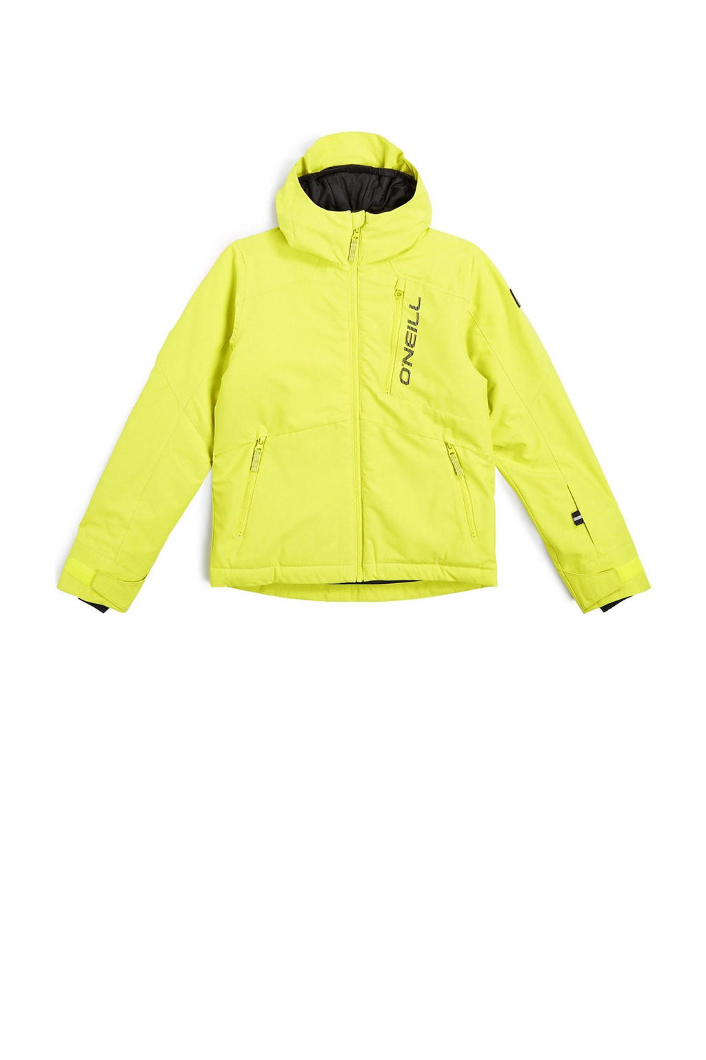 Gele jongens O'Neill ski-jack Hammer van polyester met effen, capuchon en rits met windvanger