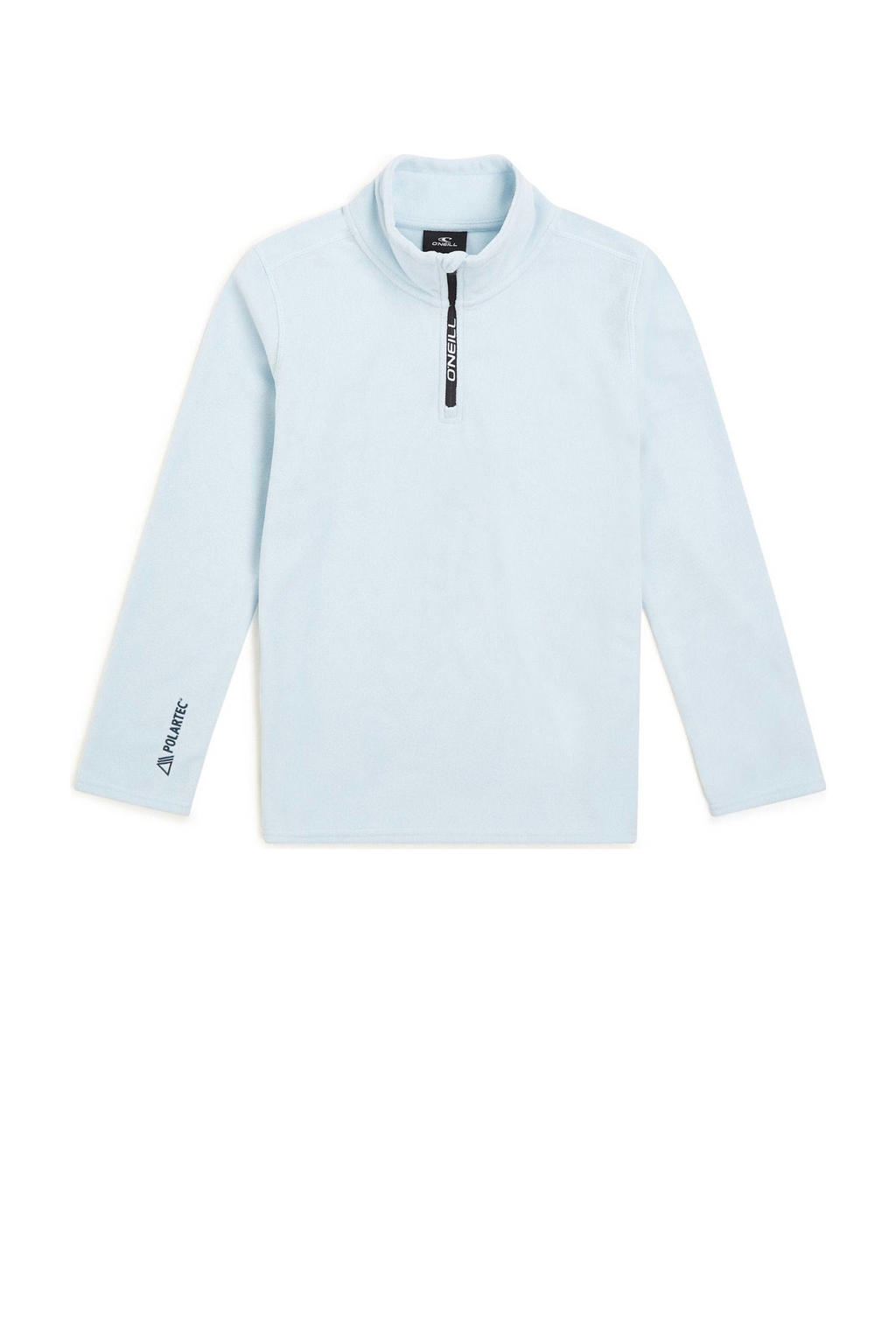 Lichtblauwe jongens en meisjes O'Neill skipully Jack's van fleece met effen, lange mouwen, opstaande kraag en halve rits
