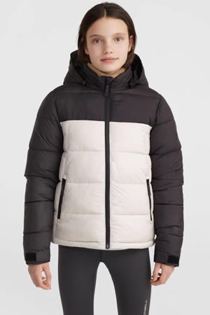 gewatteerde winterjas wit/zwart