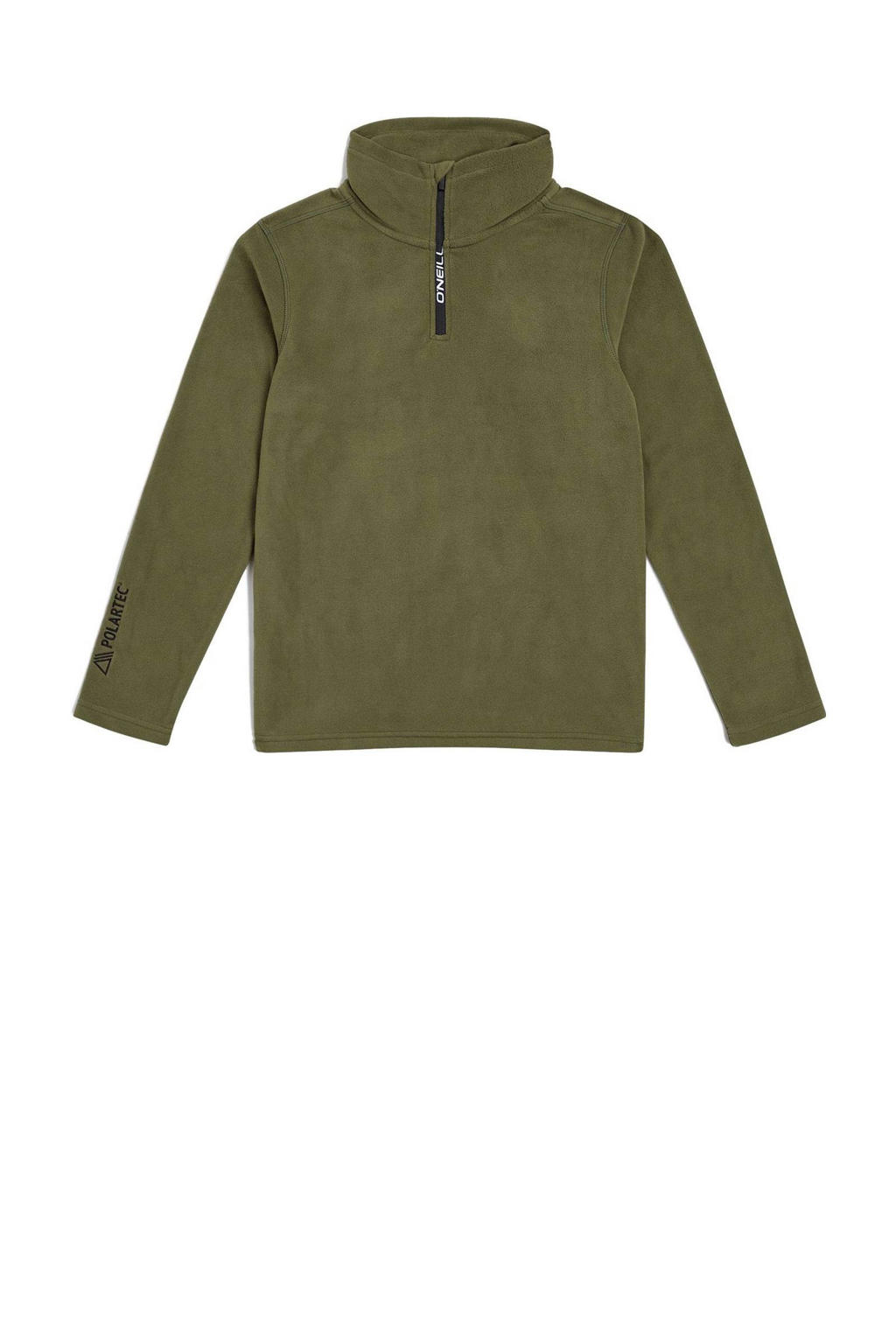 Donkergroene jongens en meisjes O'Neill fleece skipully Jack's met effen, lange mouwen en halve rits