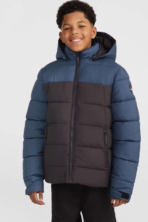 gewatteerde winterjas donkergrijs/blauw