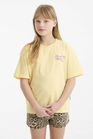 oversized T-shirt met printopdruk geel