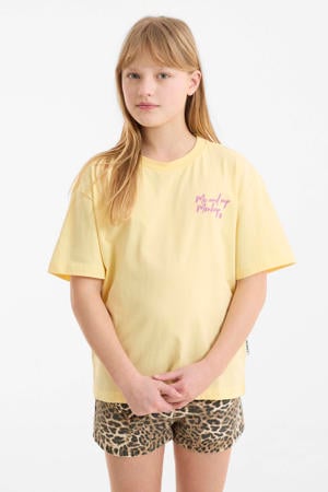 oversized T-shirt met printopdruk geel