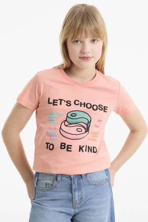 T-shirt met printopdruk koraalrood