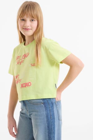 boxy T-shirt met printopdruk limegroen