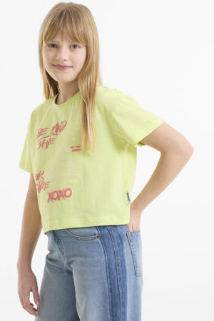 boxy T-shirt met printopdruk limegroen