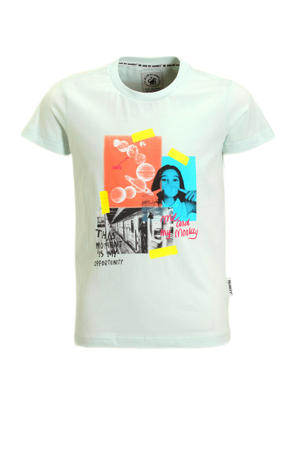 T-shirt met printopdruk lichtblauw