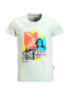 T-shirt met printopdruk lichtblauw