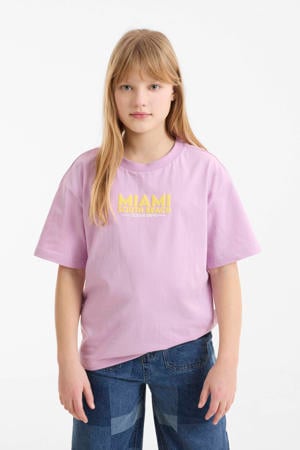 oversized T-shirt met printopdruk paars