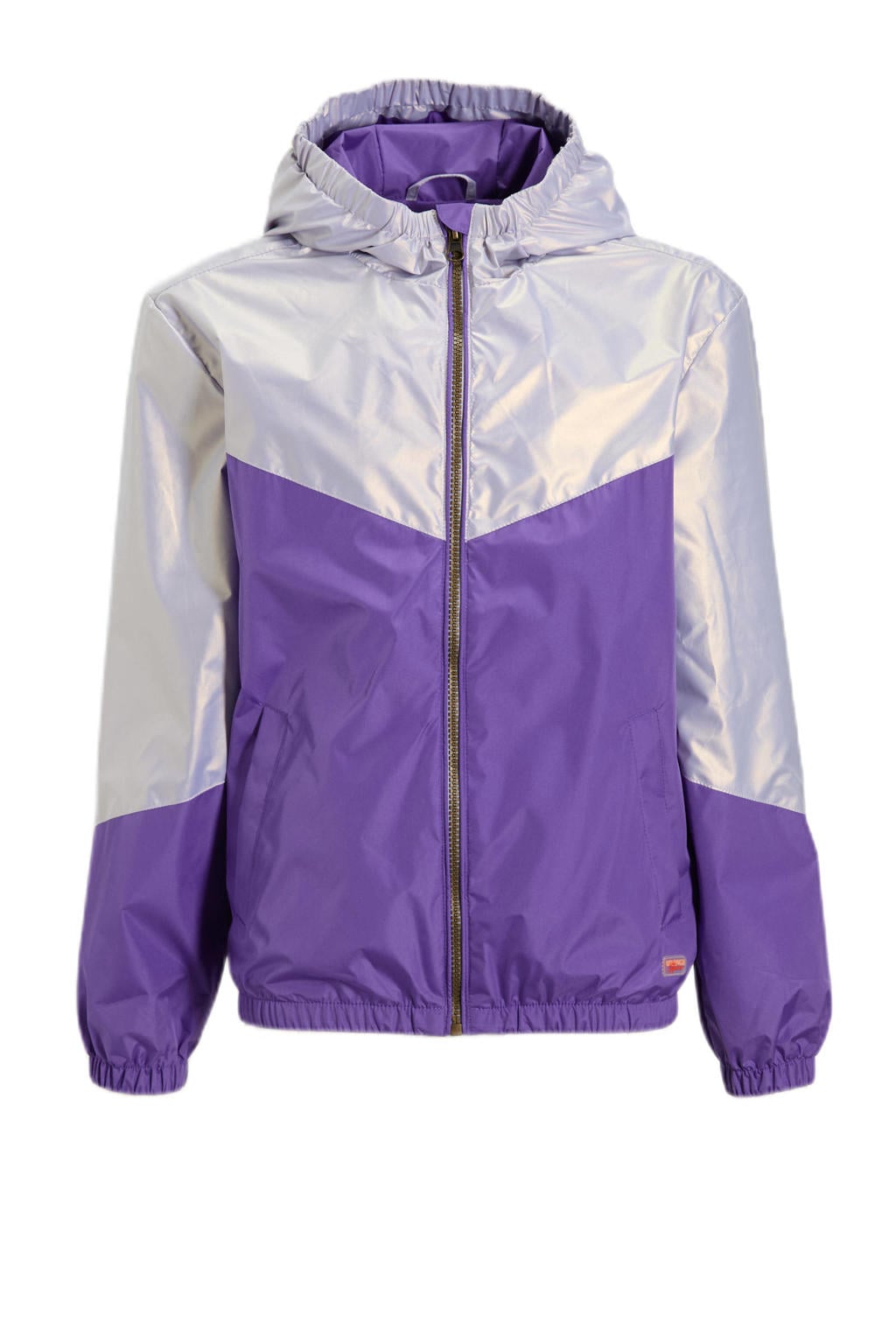 Paarse meisjes Orange Stars e jas van polyester met lange mouwen, capuchon en ritssluiting