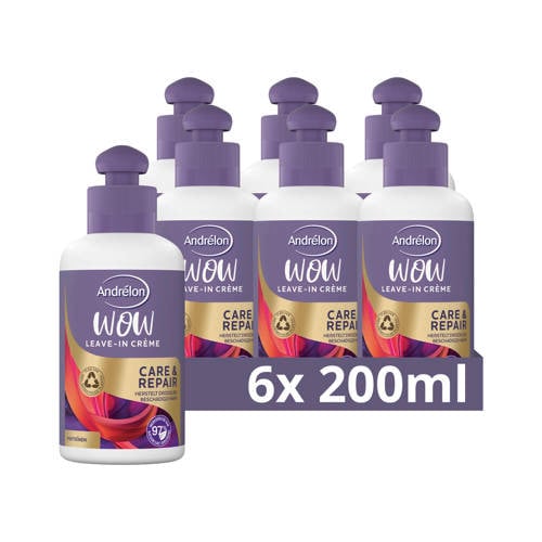 Andrélon Care & Repair WOW leave-in crème - 6 x 200 ml Haarkuur