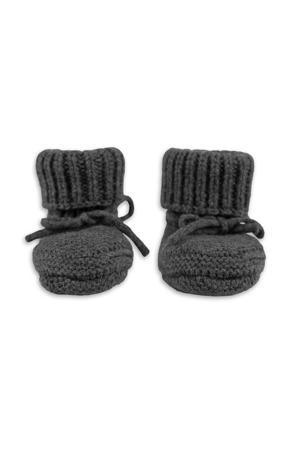 wollen baby  slofjes antraciet