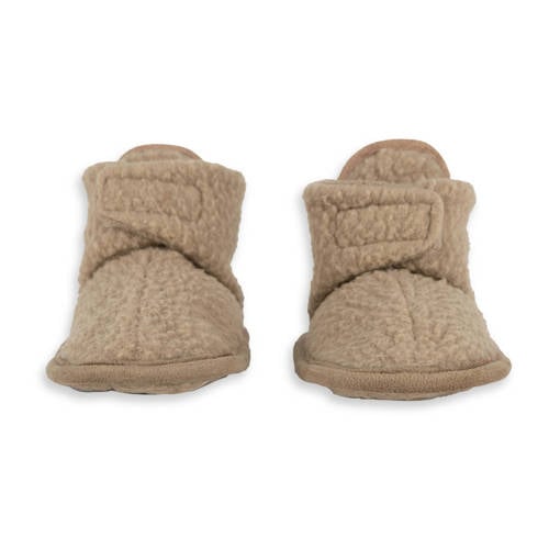 Lodger baby slofjes fleece beige Effen - maat 6-12 mnd afbeelding