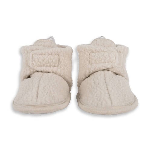 Lodger baby slofjes fleece ecru Effen - maat 12-18 mnd afbeelding