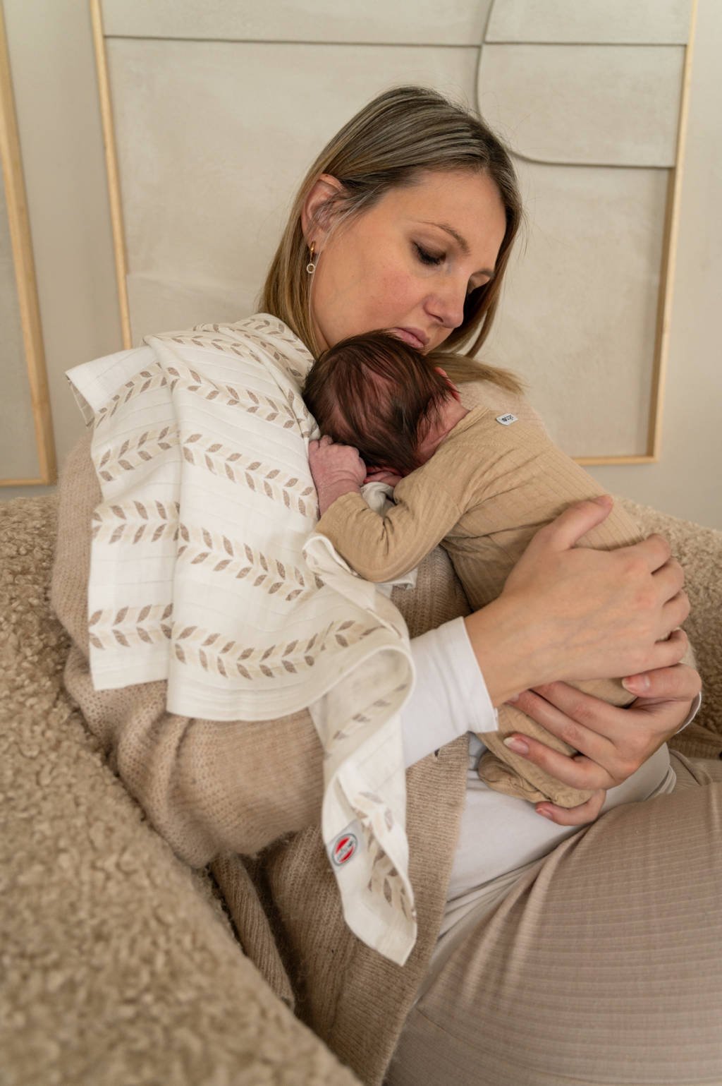 Lodger hydrofiele swaddle Solid Matcha Birch- set van bruin