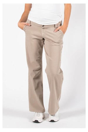 wide leg regular waist zwangerschaps casual broek zand