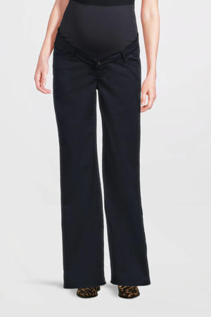 wide leg regular waist zwangerschaps casual broek donkerblauw