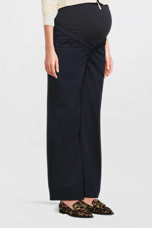 wide leg regular waist zwangerschaps casual broek donkerblauw