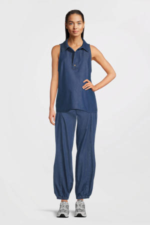 zwangerschaps cropped top light blue denim