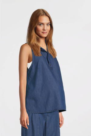 zwangerschaps cropped top light blue denim