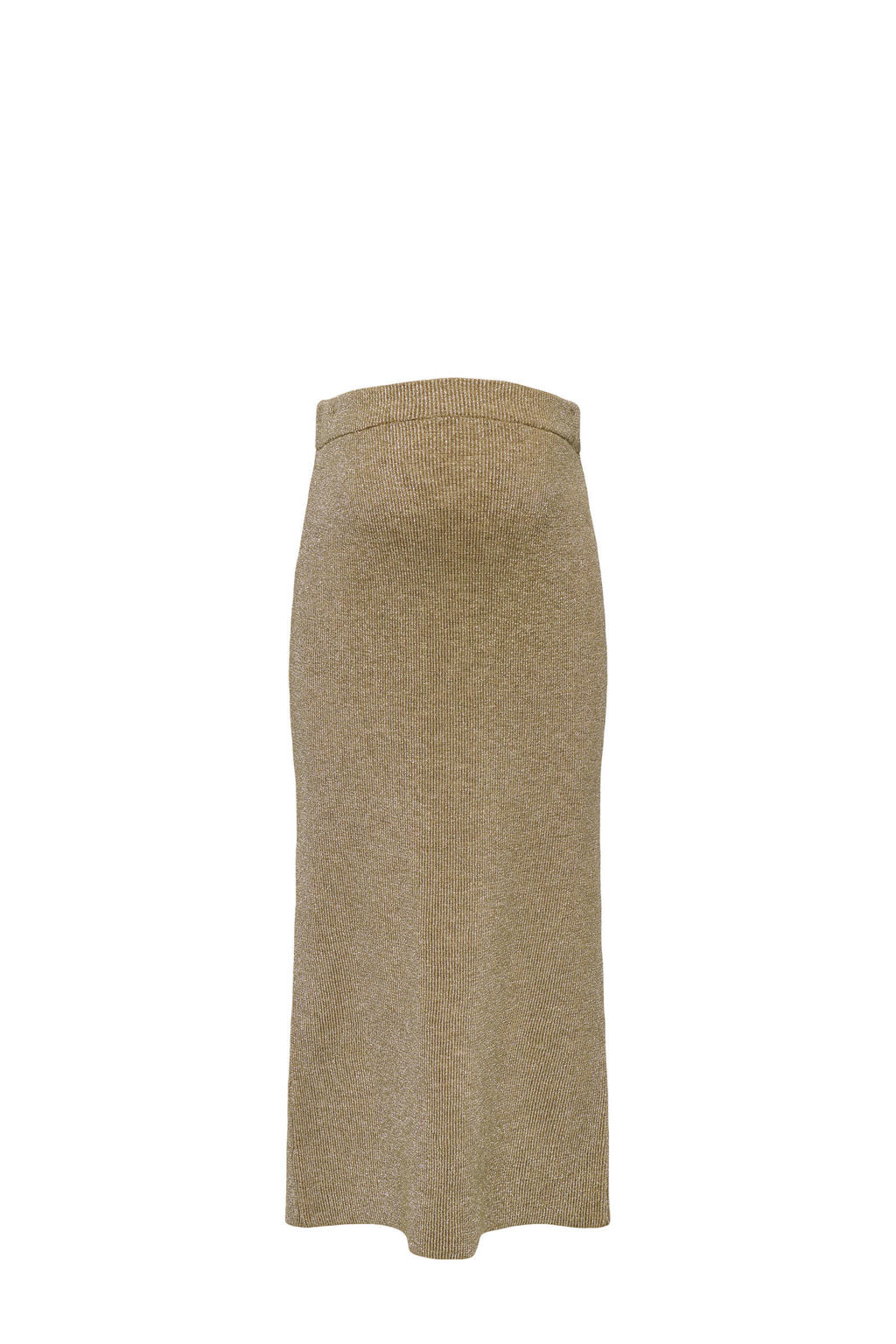 Camelkleurige dames ONLY MATERNITY zwangerschaps midi rok glitter van acryl met regular waist, elastische tailleband en melée print