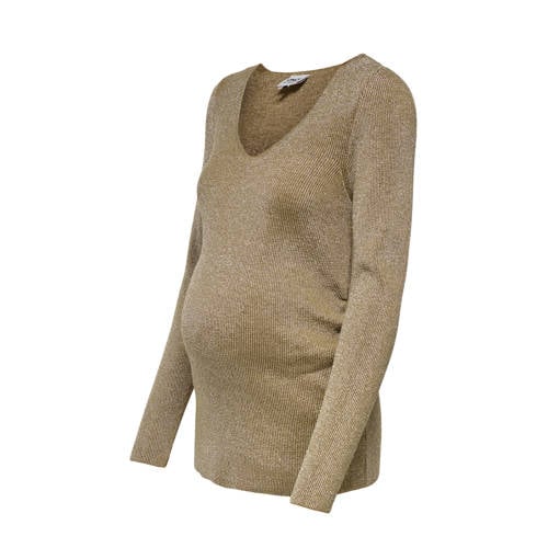 ONLY MATERNITY zwangerschapstop met glitters OLMNINNA goud Dames Acryl V-hals