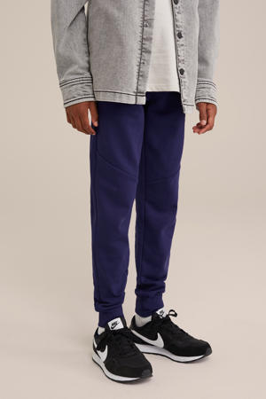 slim fit joggingbroek met printopdruk donkerblauw