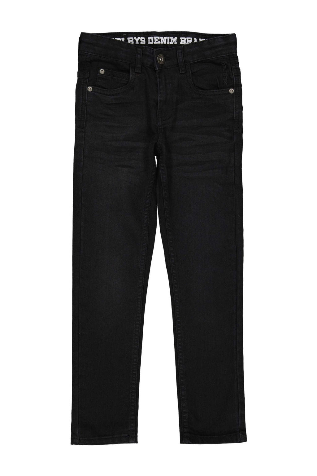 Black denim jongens Quapi regular fit jeans black van jog denim met rits- en knoopsluiting en effen