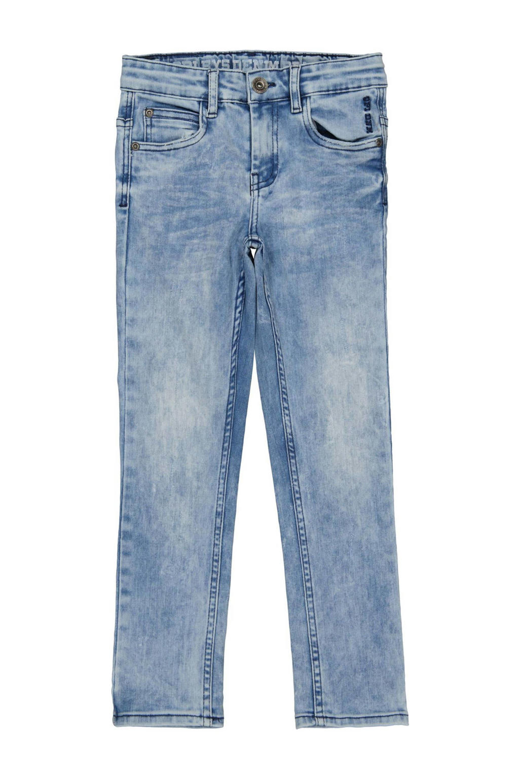 Light blue denim jongens Quapi regular fit jeans van jog denim met rits- en knoopsluiting en effen