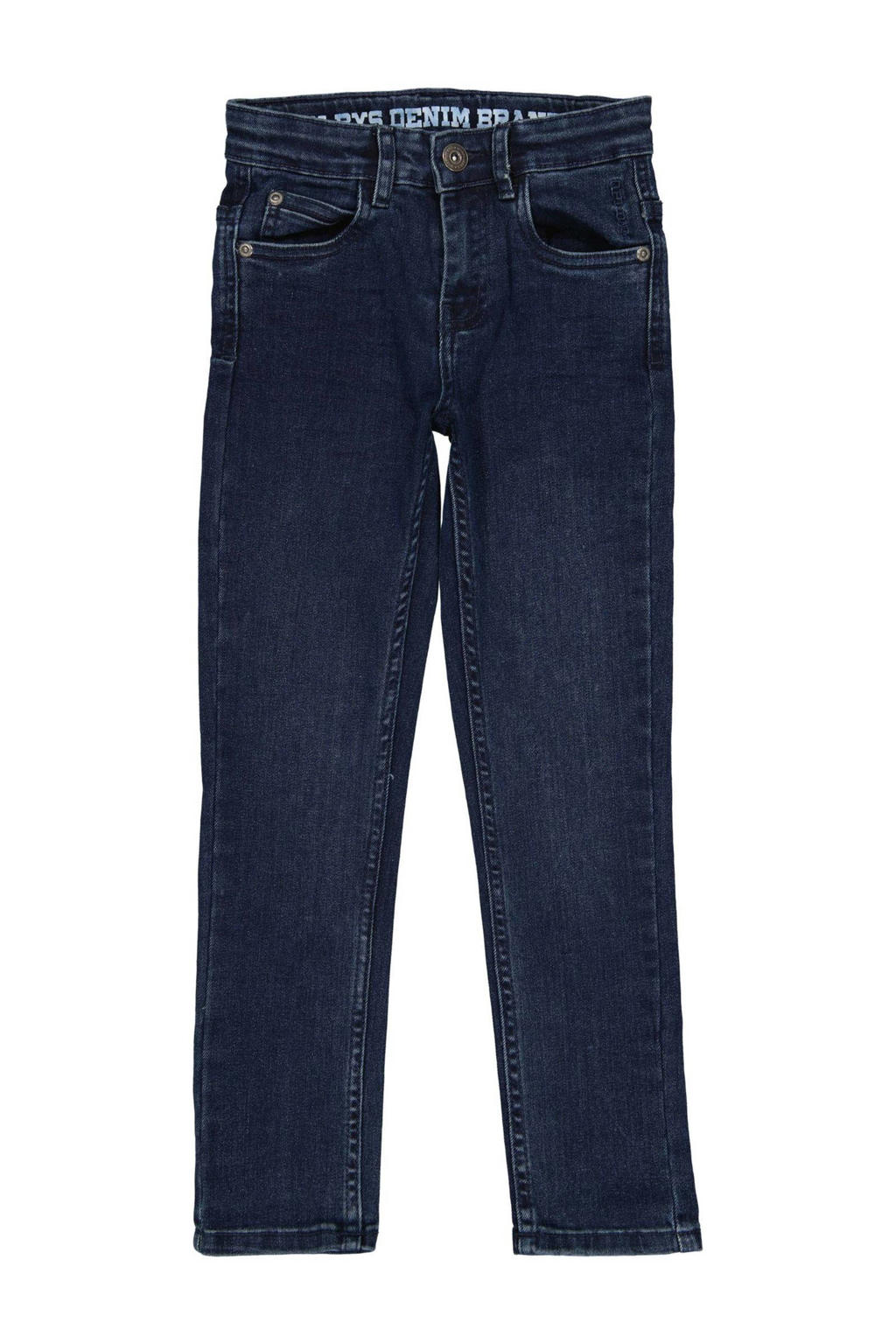 Dark blue denim jongens Quapi regular fit jeans dark blue van jog denim met rits- en knoopsluiting en effen