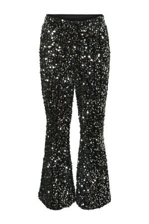 high waist flared broek VMBELLA zwart/zilver