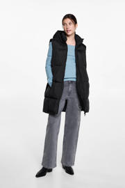 thumbnail: Zwarte meisjes MANGO TEEN bodywarmer van polyester met capuchon en ritssluiting