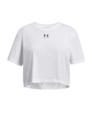 thumbnail: Wit en zwarte meisjes Under Armour sportshirt van katoen met logo dessin, korte mouwen en ronde hals