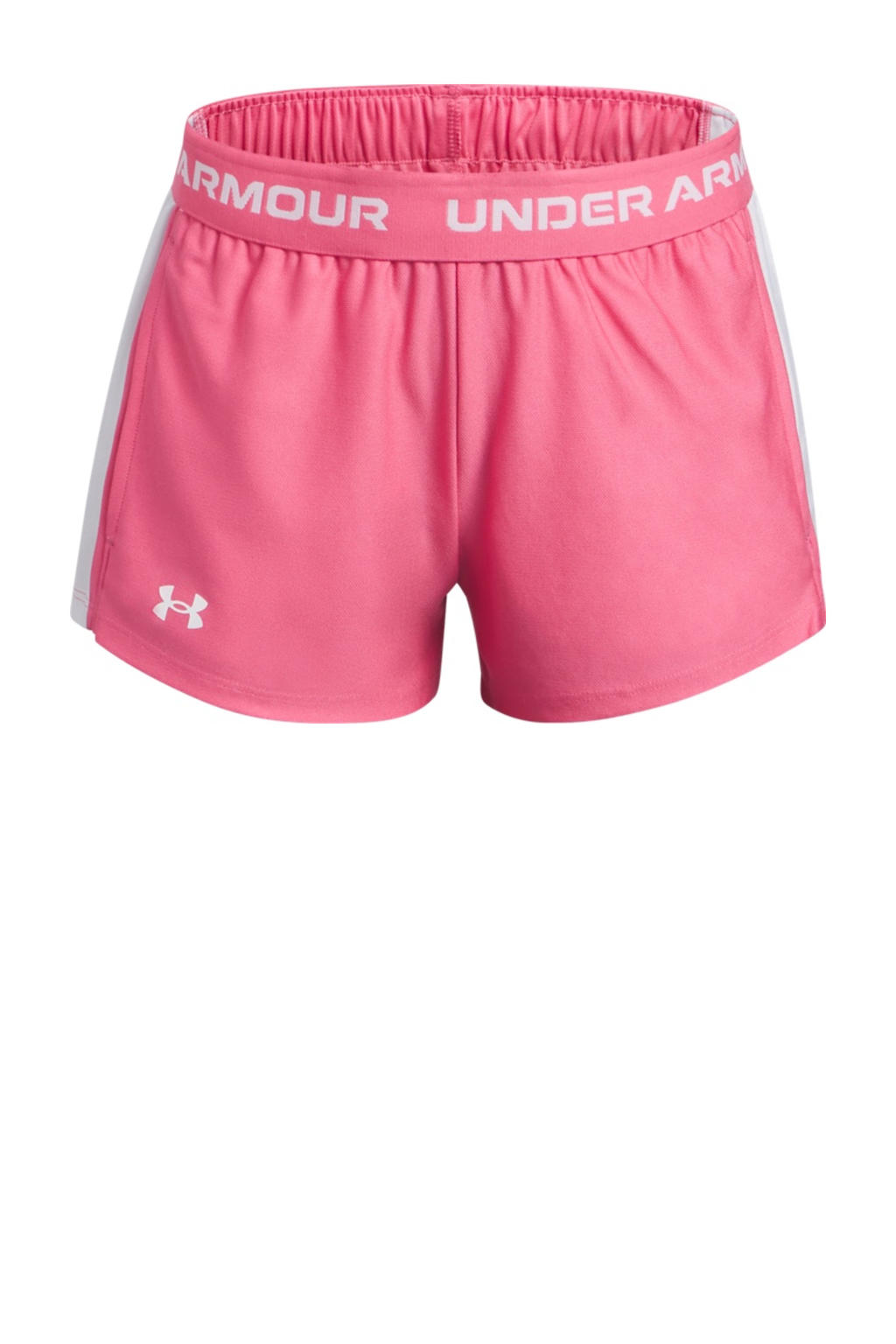 Roze en witte jongens en meisjes Under Armour sportshort van polyester met relaxed
